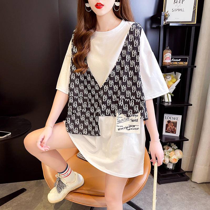 2021 European station design T-shirt large size women's clothing ins Korean style loose