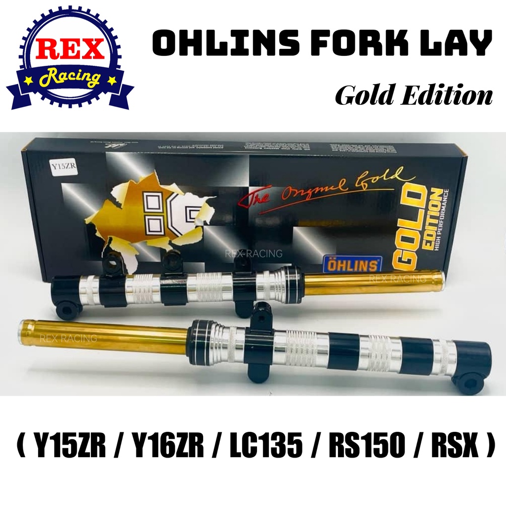 OHLINS CNC FORK LAY WITH GOLD INNER TUBE GOLD EDITION ( Y15ZR / Y16ZR / RSX / RS150 / LC135 4S