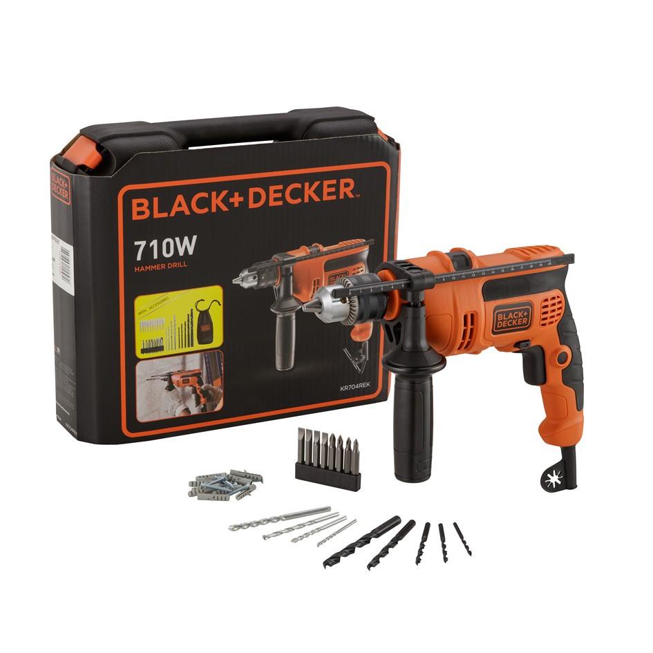 Black Decker 710W 13mm Hammer Drill Kit Box with 37pcs Accessory KR704REKP2 Shopee Singapore