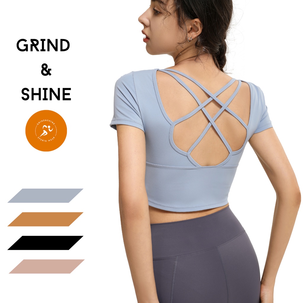 [SG READY STOCK] Premium yoga top/gym shirt and exercise top vest for women by Grind and Shine