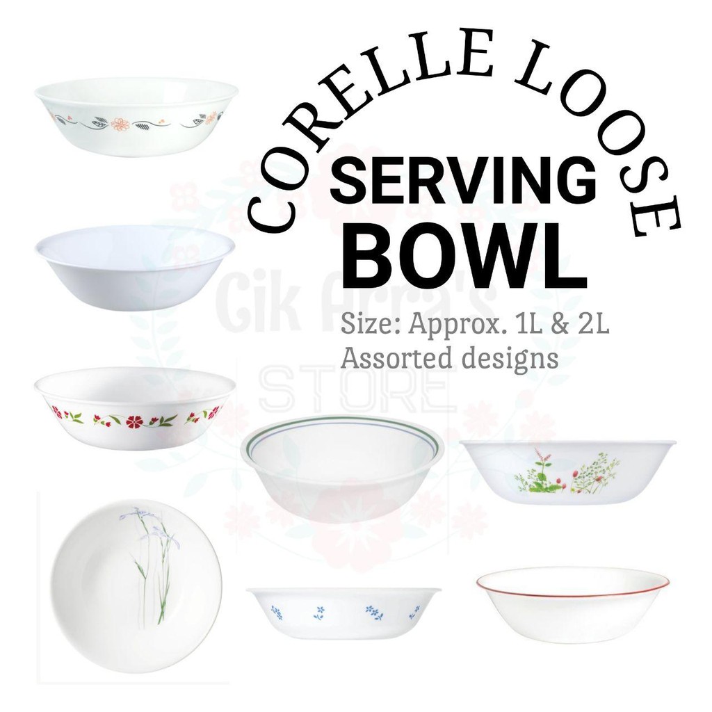 Corelle Loose Replacement Serving Bowls Mangkuk Hidang Lauk 1 Litre / 2