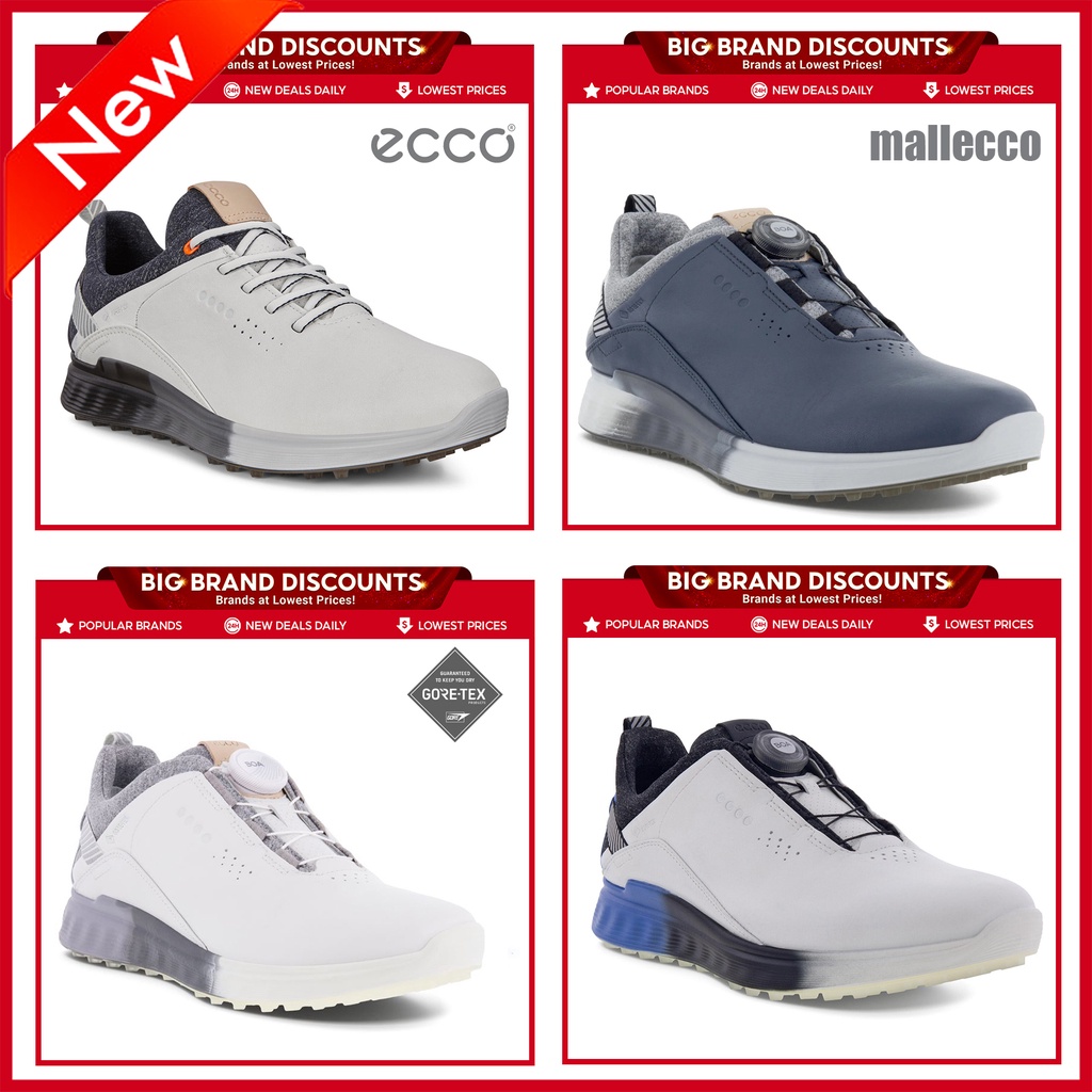ECCO SThree Men's Nailless Golf Shoes GORETEX 100 Waterproof Anti