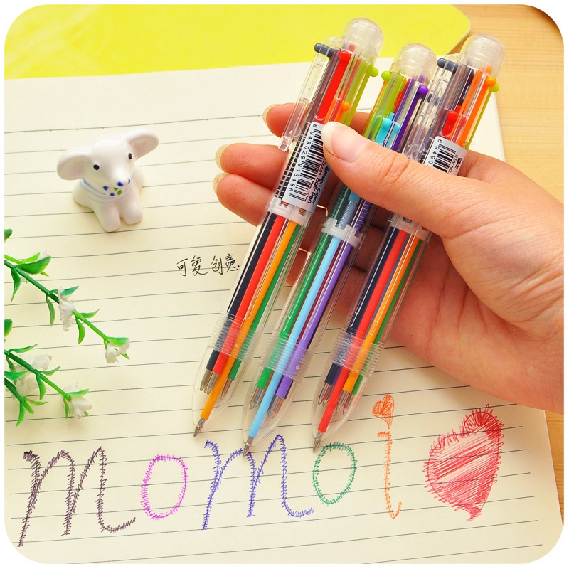 Multi-color ball-point pen Transparent rod multi-function press color ...
