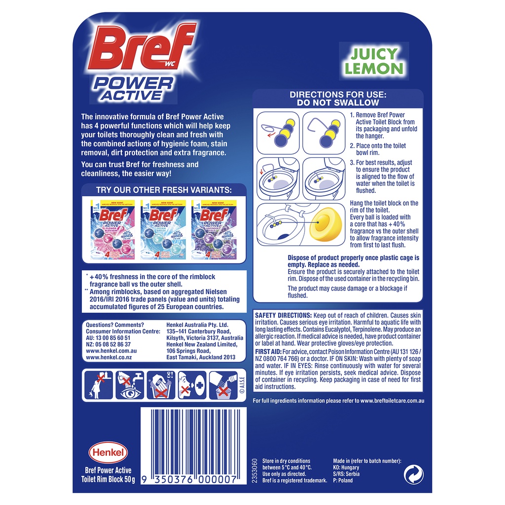 [Mixed Bundle] 6 x Bref Power Active Automatic Toilet Bowl Cleaner - 2 ...