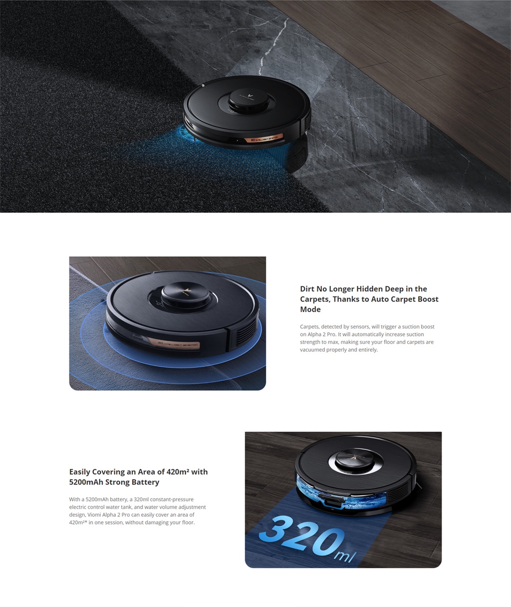 Viomi Alpha 2 Pro LDS Robot Vacuum Mop Cleaner with Auto Dumping System