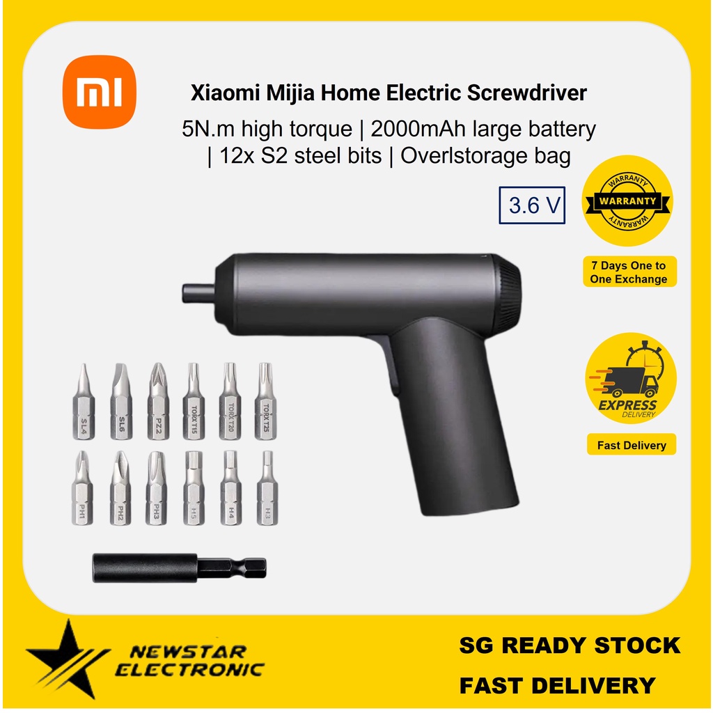 MI Mijia Home Electric Screwdriver with 12 Pieces S2 Bits - Black
