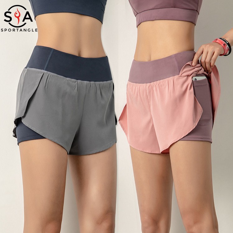 【Sportsangel】S-3XL women's shorts running sports speed dry running fitness shorts with pocket