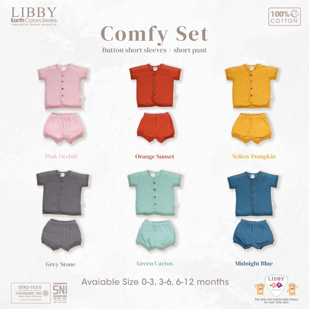 LIBBY EARTH SERIES COMFY SET NEW BORN SHORT (1stel/pack) | Shopee Singapore