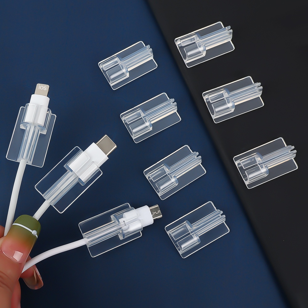 1/5Pcs Clear Data Cable Securing Clip/ Transparent Mini Protective Cover Winder Protector For Mobile Phone Charging Line