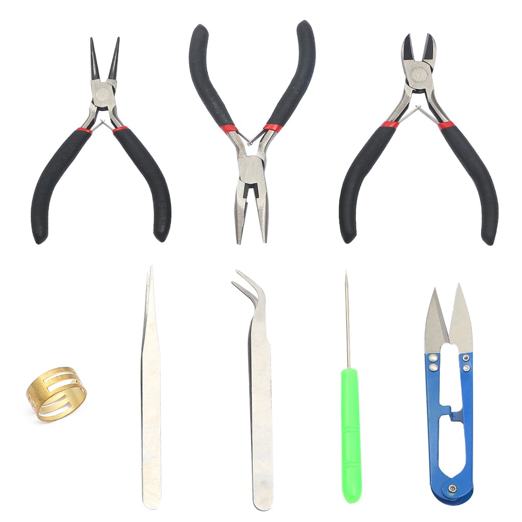 1 Set Jewelry Tools Pliers, Tweezers, Scissors, Ring, Awl, Beading Kit Tool Set for Jewelry Making DIY Tool