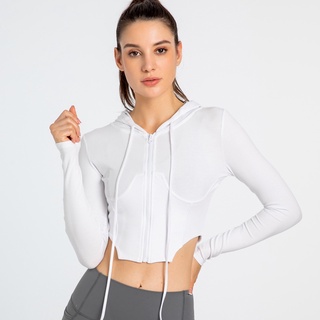 FENIN Women's Sports Jacket Short Slim Slimming Running Training Top