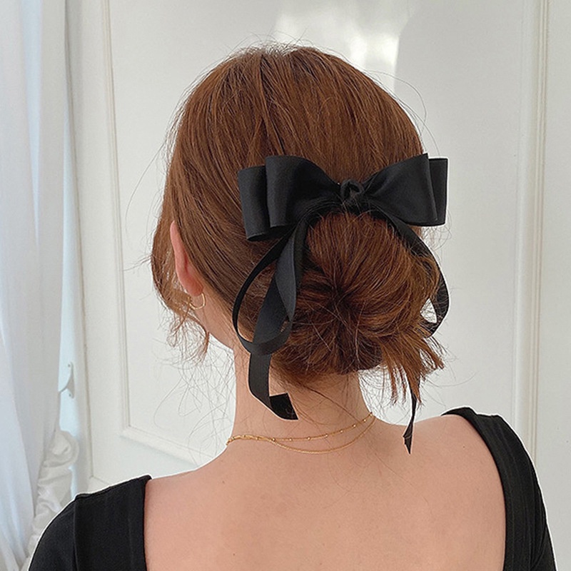 Boutique Hair Accessories ThreeDimensional Low Ponytail Black Bow