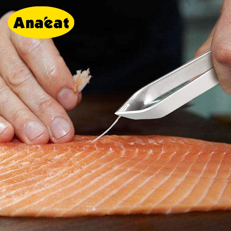 ANAEAT Stainless Steel Fishbone Fur Bones Tongs Food Animal Feather Plucking Remover tool Kitchen Supplies Hair Remover Pliers
