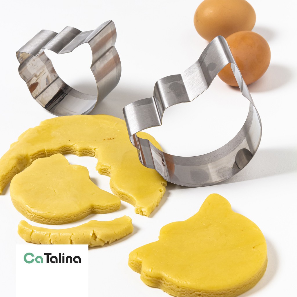 CaTalina Cookie Cutters Cetakan Kue Kering Bentuk Kitty Stainless 2 Pcs - Gambar 4