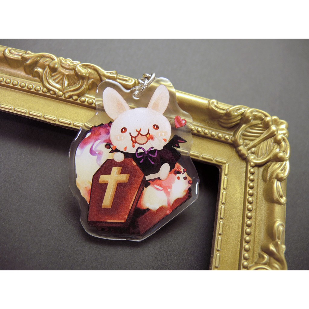 Japanese Cute Acrylic Double-Sided Charm Halloween Rabbit Coffin Board ...