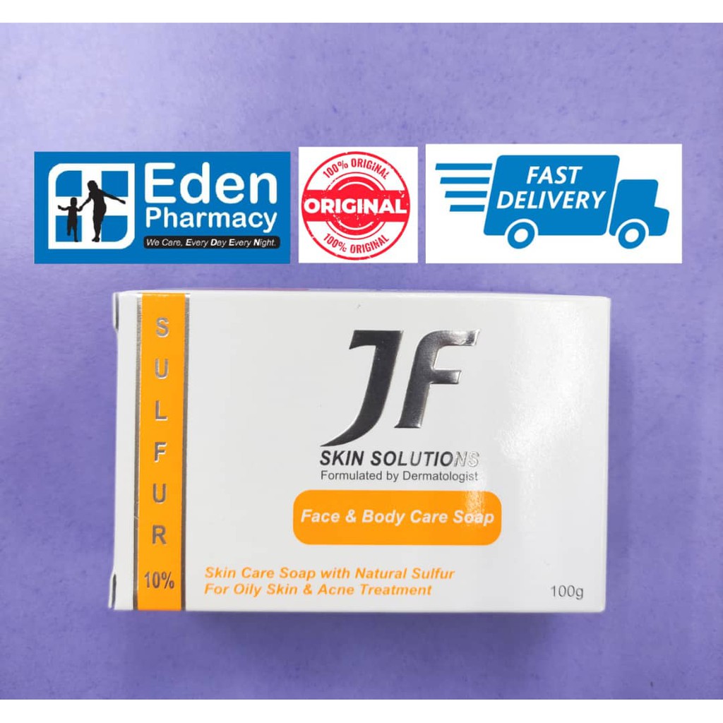 JF Skin Solutions Face & Body care soap sulfur soap ( 1 x 100g ) / ( 2 ...