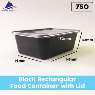 Disposable Black Plastic Food Packaging Container 1000ml