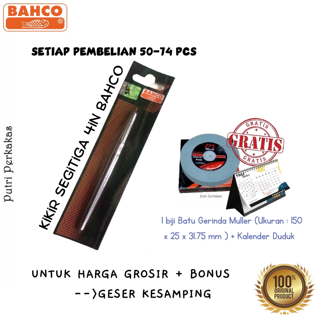 Kikir Segitiga Bahco 4" Original Tajam Dan Asli - Gambar 4