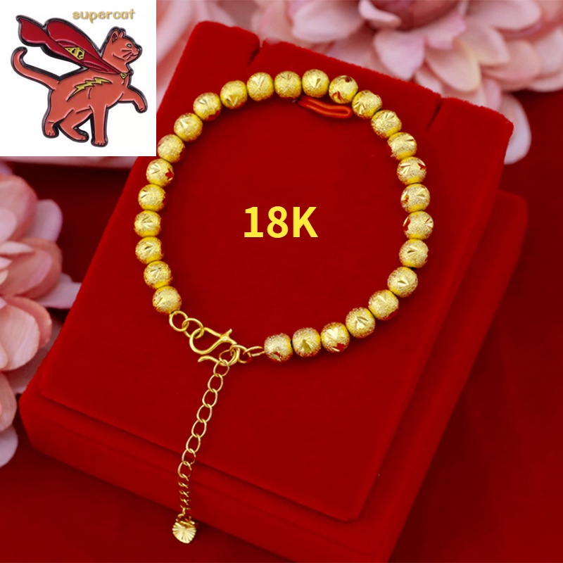 916 Gold Bracelet Korean Style Vintage Bring Good Luck Not Fade for