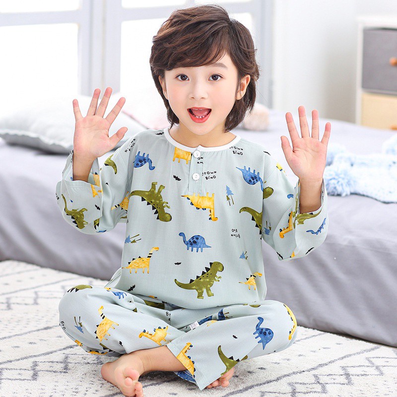 Spot children's cotton pajamas suit summer boys' Quarter Sleeve suit