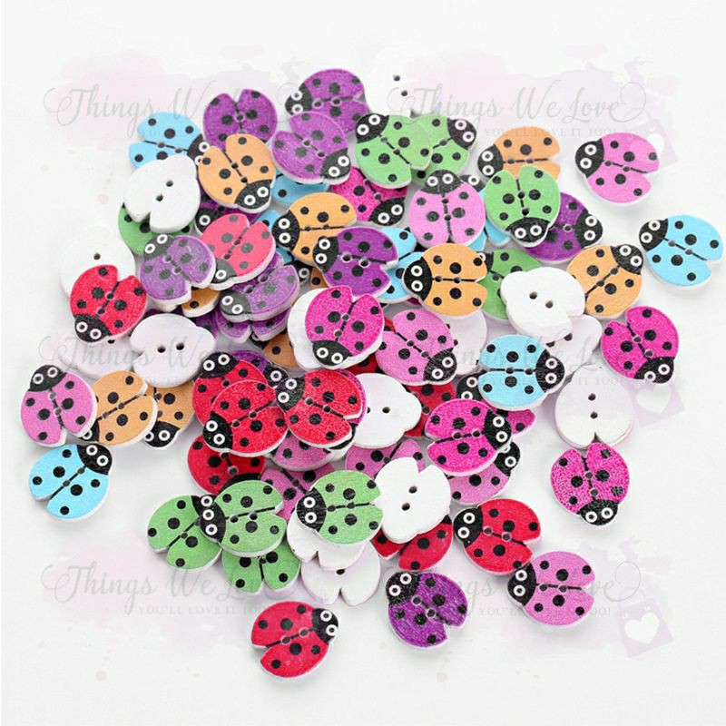 [SG] [FREE SHIP] 12 Pcs Wooden Ladybird Ladybug Design Buttons Sewing ...