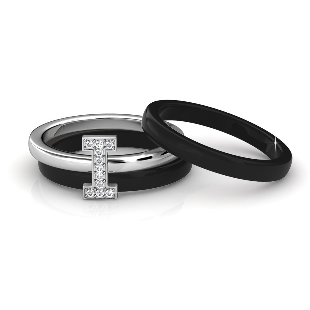 Iris Ceramic Ring Black - Made with Swarovski Crystals