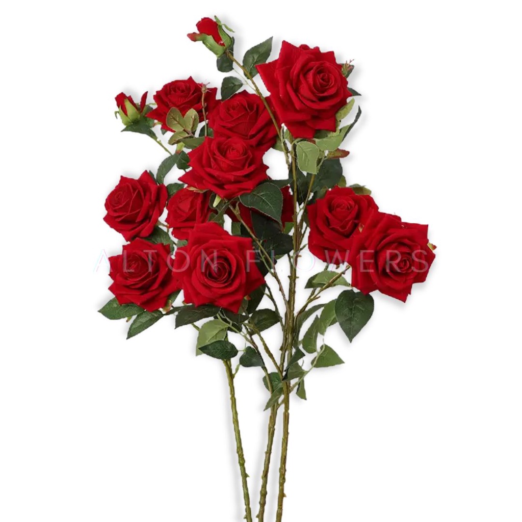 Flower Velvet Roses Artificial Red x5 flowers Afaux597 Shopee Singapore