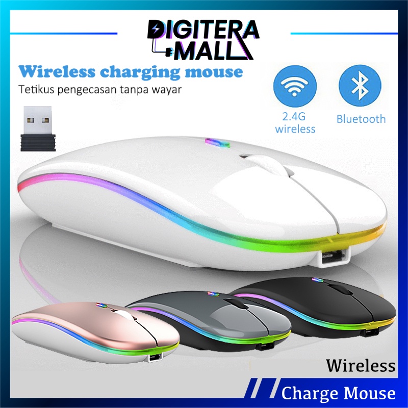 DIGITERA Wireless RGB Mouse Bluetooth 2.4Ghz Receiver Optical ...