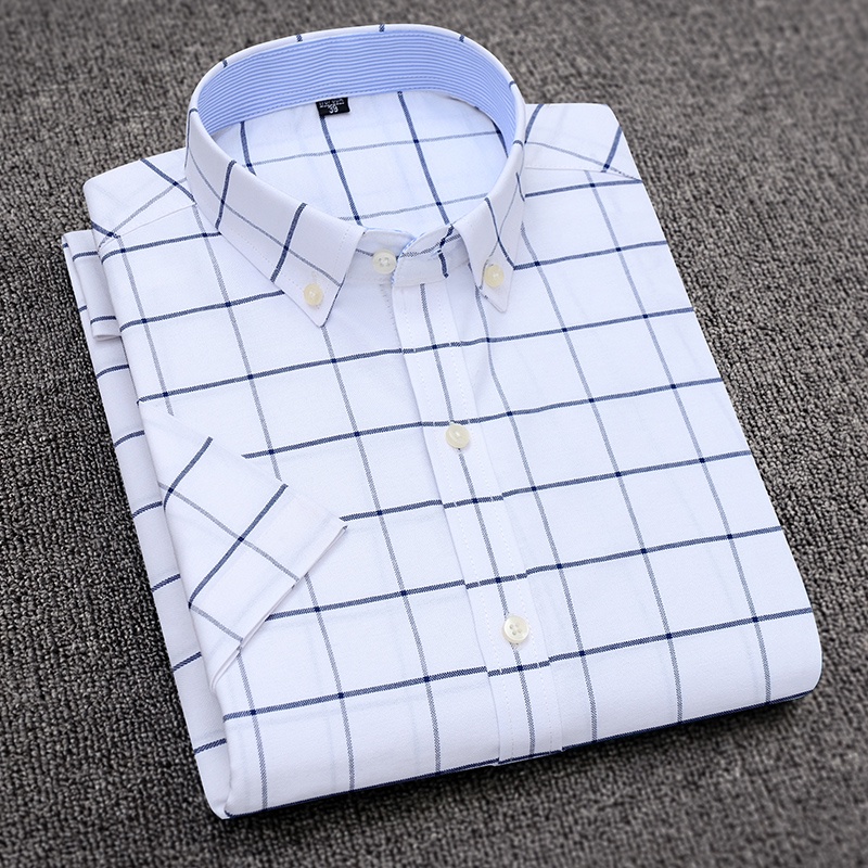 Men's Plus Size Casual Plaid Short Sleeve Shirt