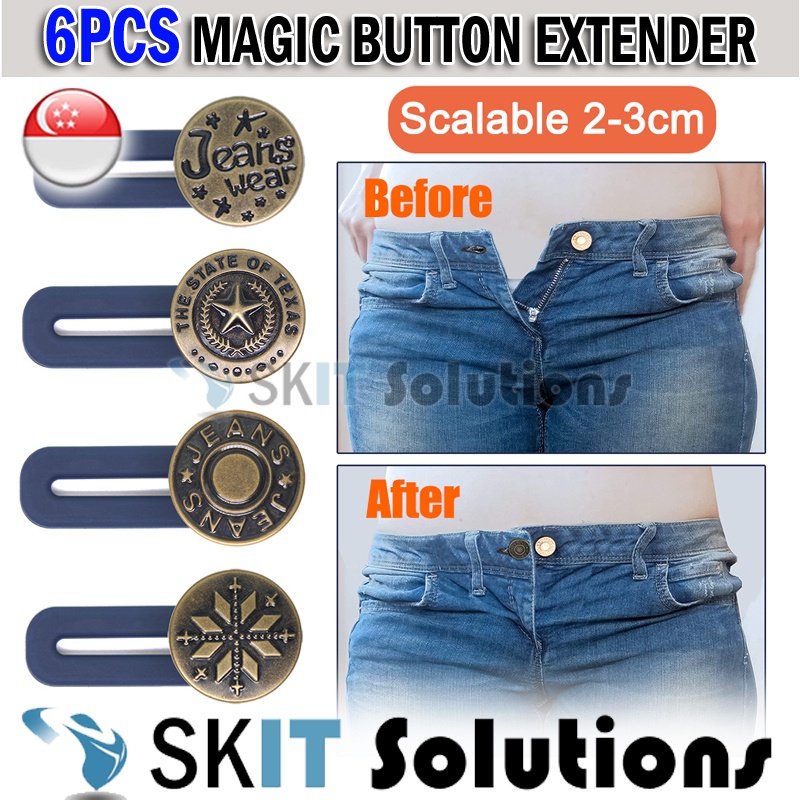 6Pcs Magic Metal Button Extender for Pants Jeans Trousers Free Sewing ...