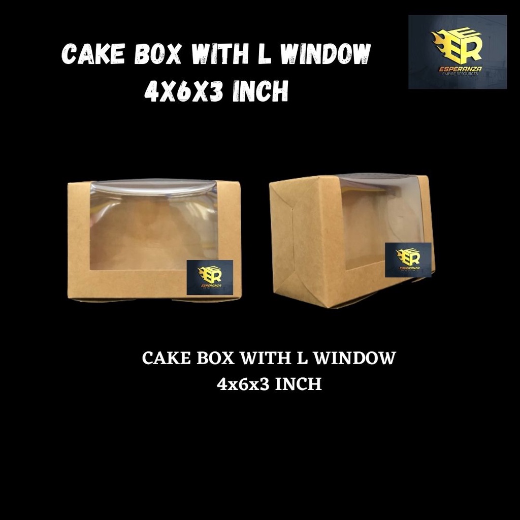 Cake BOX WITH LID WINDOWN 4x6x3/CAKE BOX/CAKE BOX/CAKE BOX WITH LUTSINAR Cover/CAKE BOX SLICE