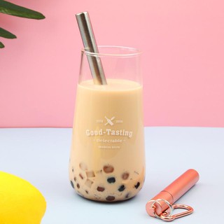 Reusable Boba Smoothie Straw Rainbow Metal Straws Wide Thick Fat Angled Tip  Sharp End Straw for