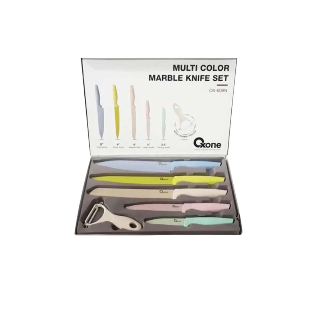 Oxone OX608N Pisau Set Tajam Dengan Pengupas Colorful 6 pcs - Gambar 2