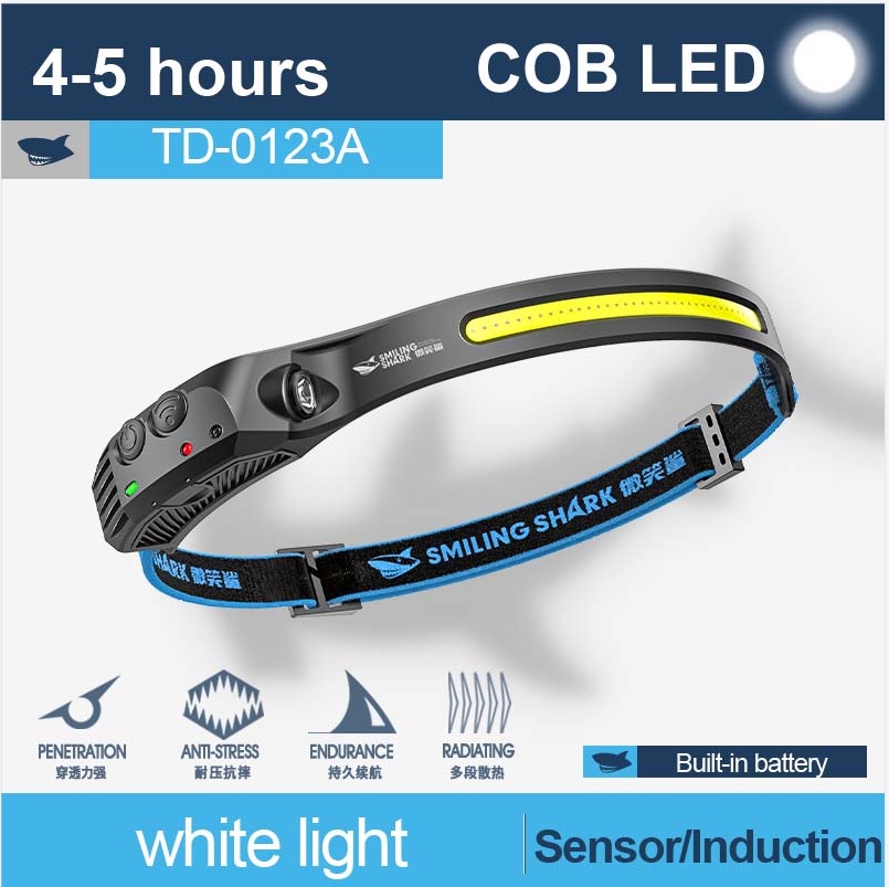SMILING SAHRK TD0123 Rechargeable Headlight COB Headlamp Work Light Led ...
