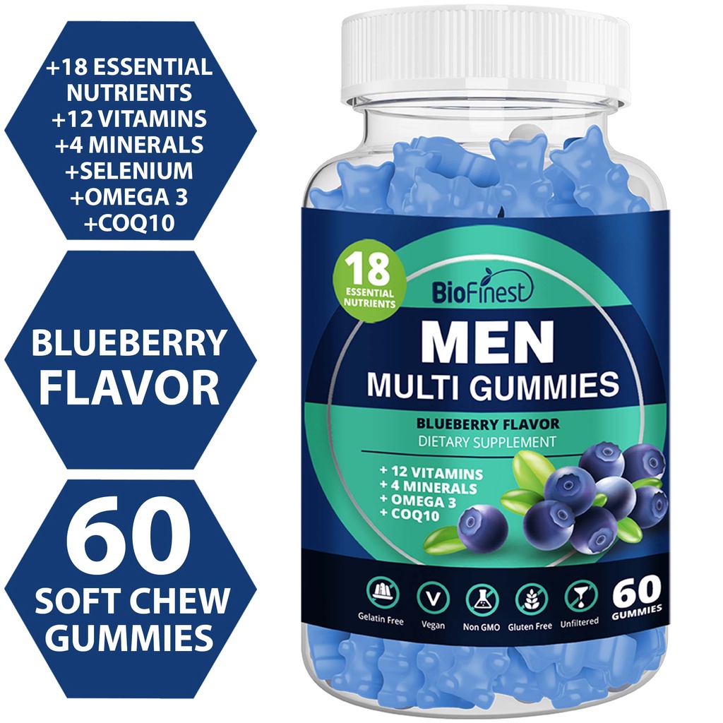 Biofinest Men MultiVitamins Gummy Supplement 18 Minerals Vitamin A B