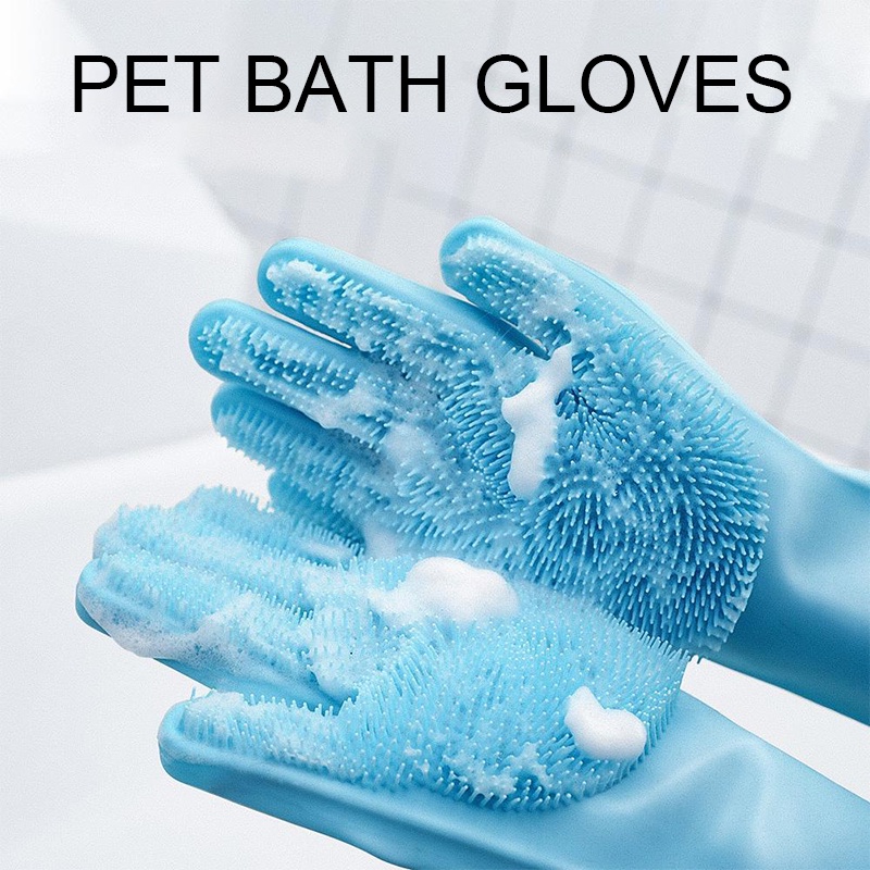 Pet Grooming Cleaning Gloves Brush Dog Cat Bathing Hair Removal