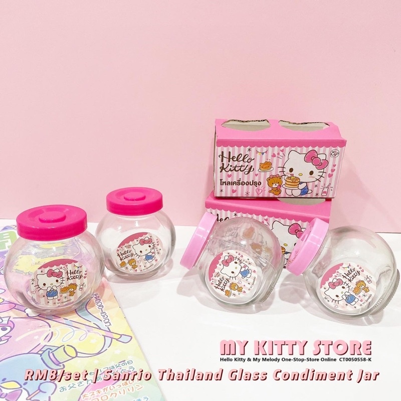 Sanrio Hello Kitty Glass Condiment Jar Seasoning Container Set | Shopee ...