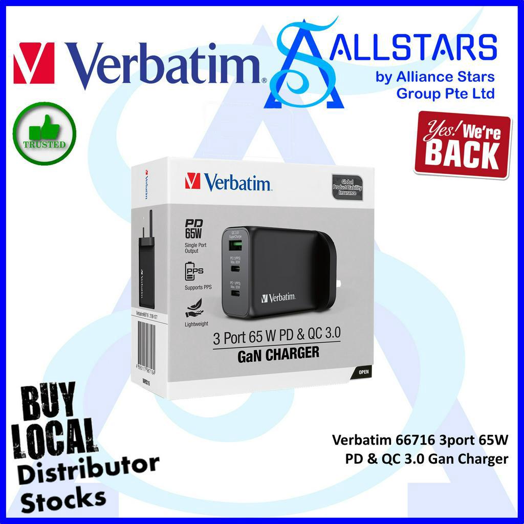 (ALLSTARS : We are Back / PROMO) Verbatim 66716 3port 65W PD & QC 3.0 ...