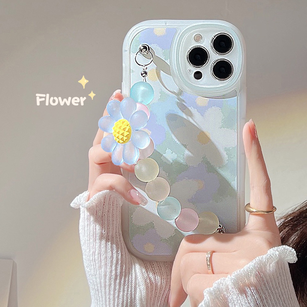 Flower Bracelet Suitable For iPhone 14 14pro 14max 14prm 13 13pro 13prm 13 12 11 Pro Max XR X XS 7 8 Plus TPU Four Corners Shockproof Phone Protective Case