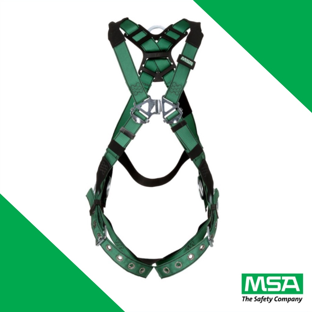 AFP Universal Safety Harness With Shock Absorbing Lanyard - High-Viz Green, OSHA/ANSI Compliant