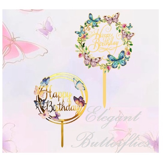 Siri Rama-rama 3D Happy Birthday Acrylic Cake Topper Butterflies Series ...