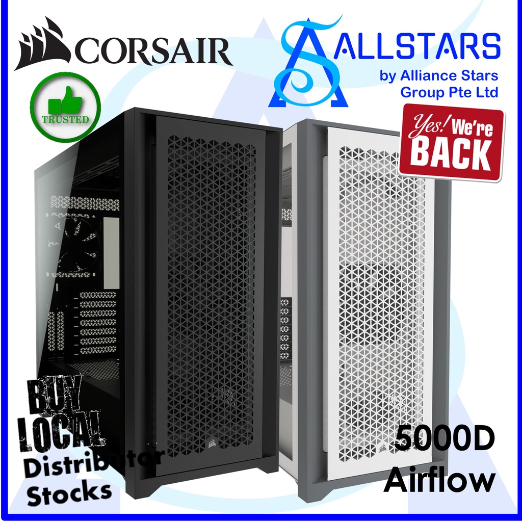 Corsair 5000D AirFlow Tempered Glass ATX Tower Chassis / Case / include ...