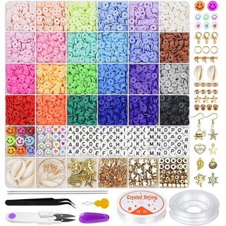 Bracelet Making Beads Kit for Girls Round Gold Clay Beads for Jewelry Making