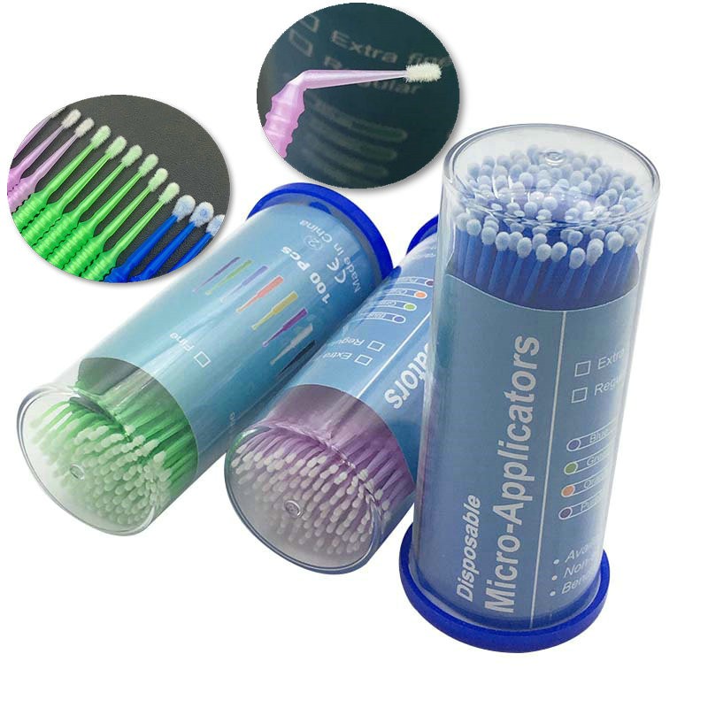 100pcs/box Disposable Micro Applicator Brush Bendable with Storage Box