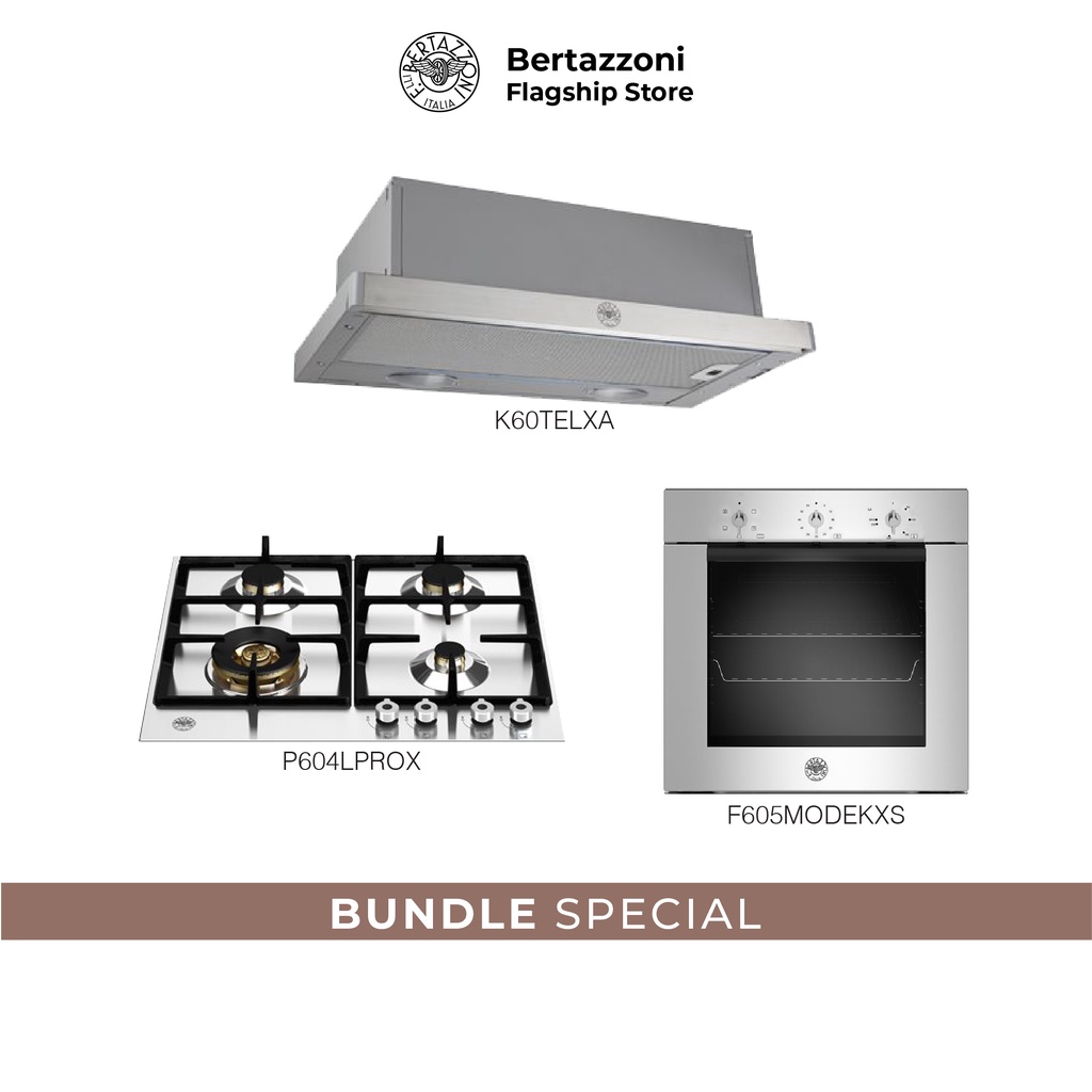 Bertazzoni 60cm Gas + Oven + Hood Bundle(P604LPRO 60cm Gas Hob