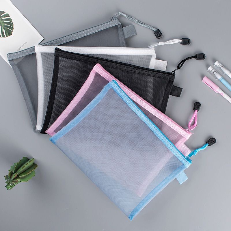 Sooez 20 Pack Zipper Mesh Pouch, Plastic Pencil Pouches Pen Bags Multipurpose Travel Bags for Office Supplies Cosmetics Travel Accessories