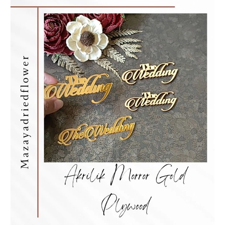 The Wedding Akrilik Cermin Emas Plywood Dekorasi - Gambar 3