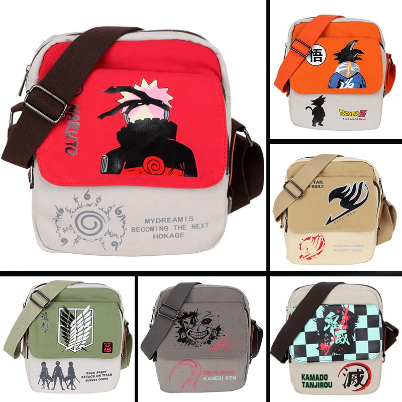 Anime Canvas Bag Student Messenger Bag Demon Slayer Crossbody Bag