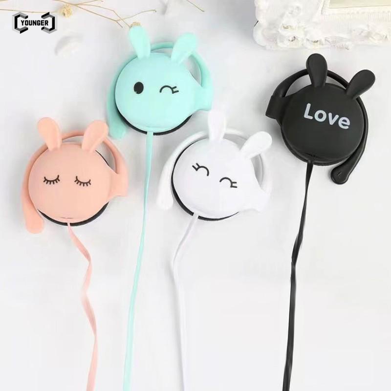 Earphones 3.5mm Over-ear Headphones Universal Cartoon Cute Rabbit Wired ...