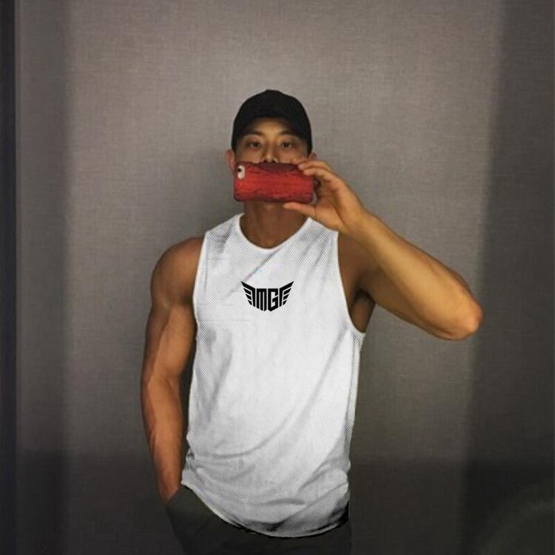 Wings Graphic Mesh Polyester Muscle man Fitness Clothing Korean Fashion Gym Clothing Tank Tops vest Bodybuilding Fashion Wear